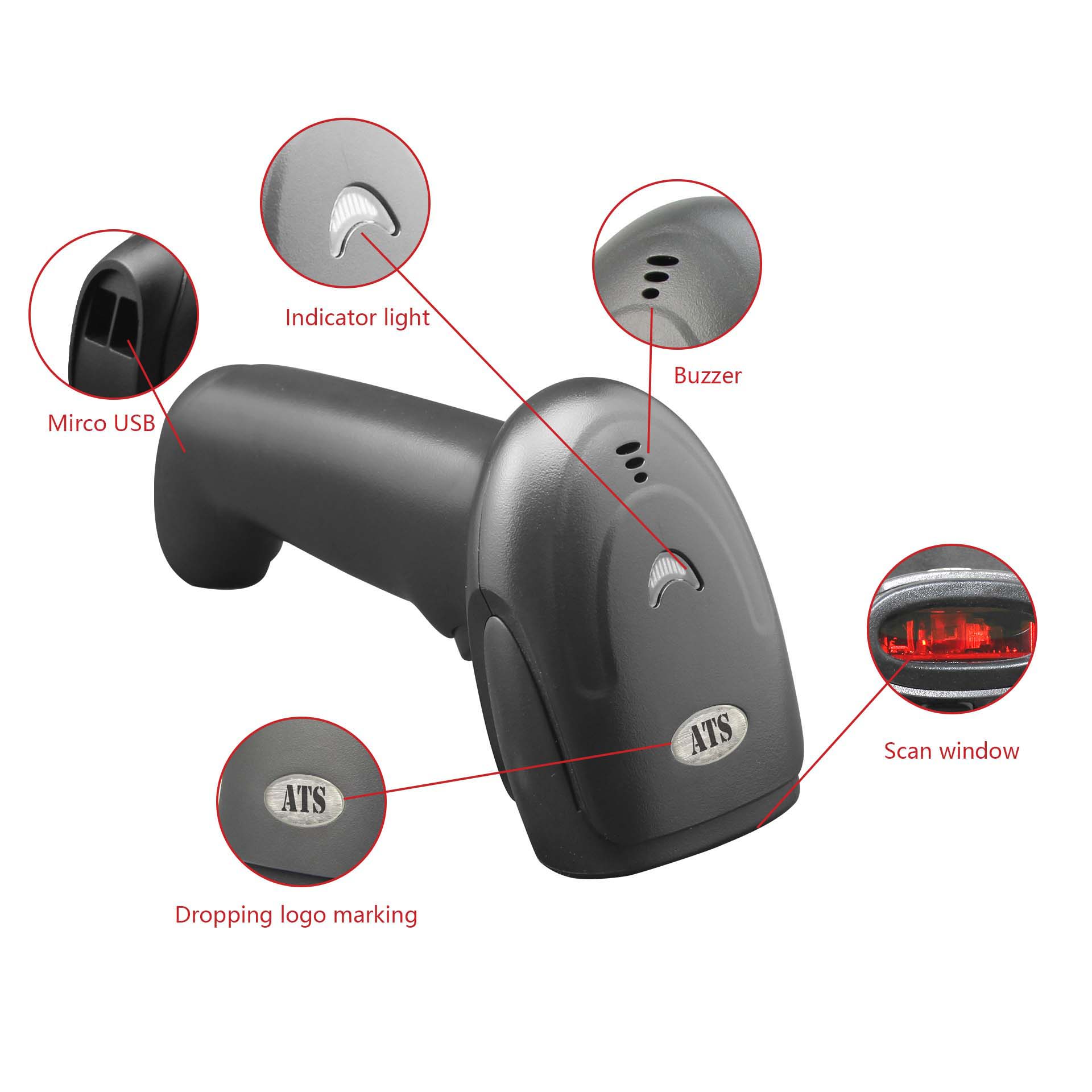 Đầu đọc mã vạch 1D Bluetooth ATS-9309B